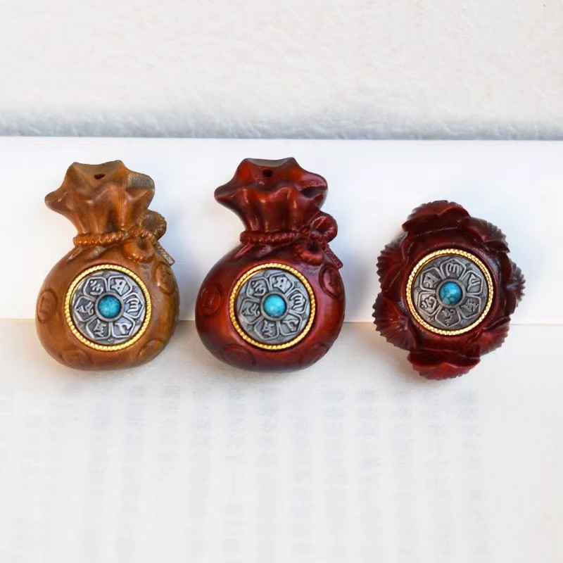 Деньги мешок лотос розовое дерево зеленое сандаловые аксессуары ювелирный подвеска брелок автомобильное подвеска инкрустированная шестью символами может вращаться