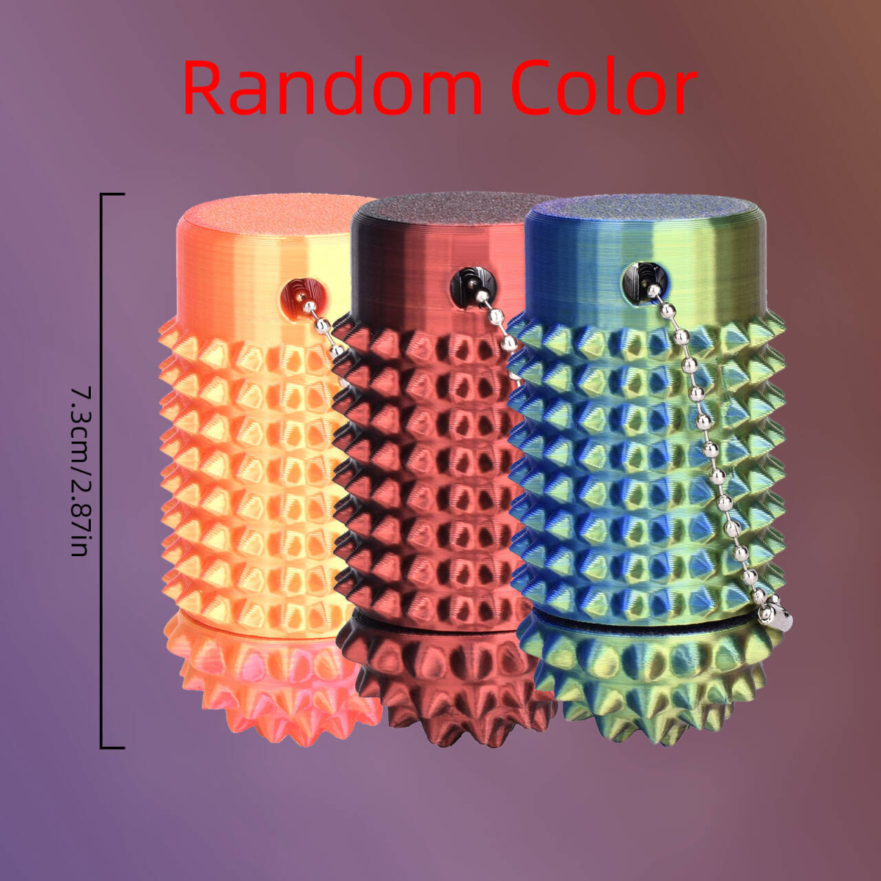 Temu Cross-Border Popular 3D Printed 3D Printed Ornaments Decompression 3D Printed Toy Keychain Spiked Small Grip