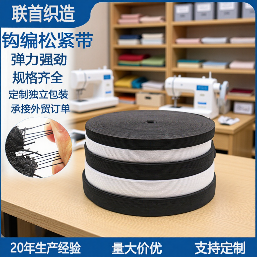 Широкая плоская эластичная лента черно-белая для брюк, специальная, прочная, полиэстер, аксессуары