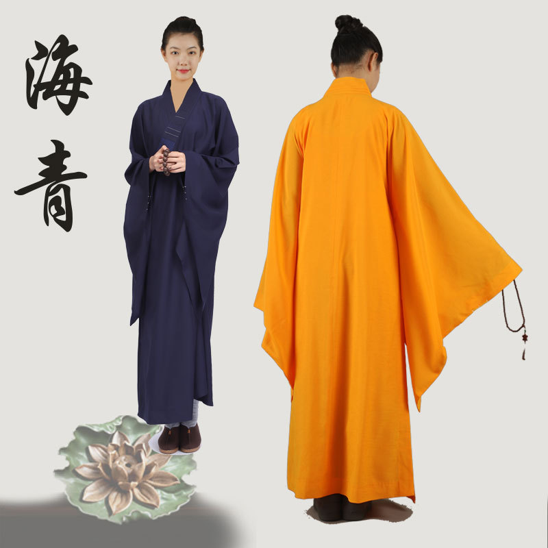 Haiqing Ju Shi Suit and Monk Suit Men's and Women's Table Linen Brown Four Seasons Haiqing Luga Luga Long Shirt Zen Monk Clothes