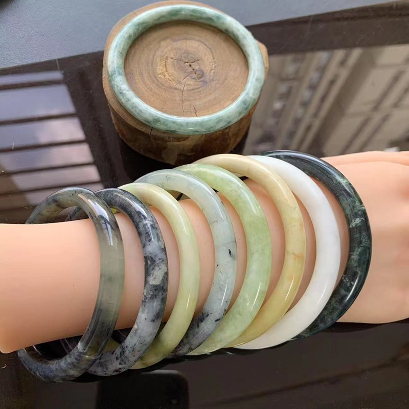 Браслет из натурального нефрита с дефектами TXY29, тонкий браслет, круглый брусок, синий плавающий цветок, оптовая продажа от производителя