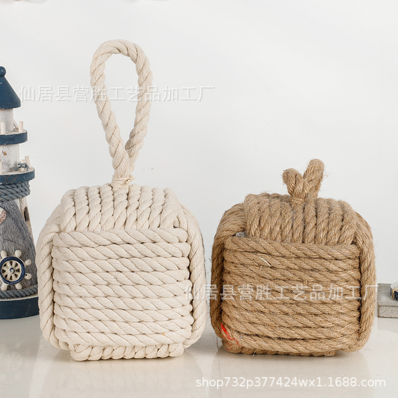 Cotton and Linen Rope Creative Windshield Door Stop Anti-Collision Braided Square Square Door Stop Home Bar Restaurant Decoration
