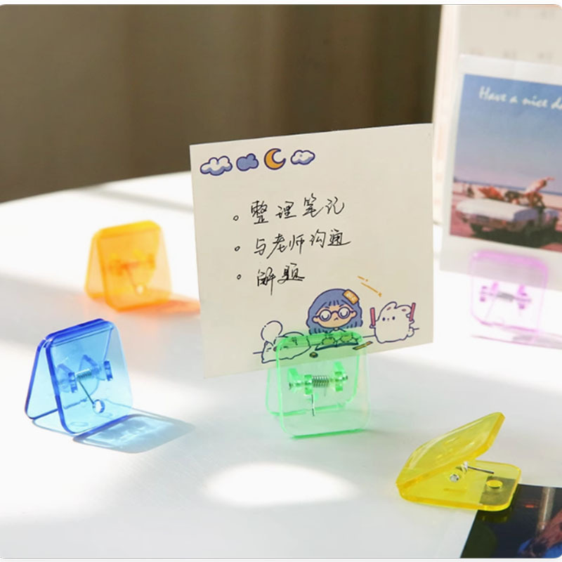 Прозрачная квадратная клипса, цветная, для офисных документов