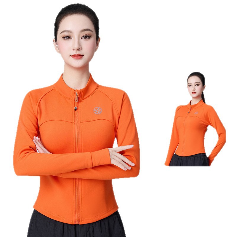 2377 Square Dance Fitness Outdoor Fleece-Lined Stand Collar Jacket