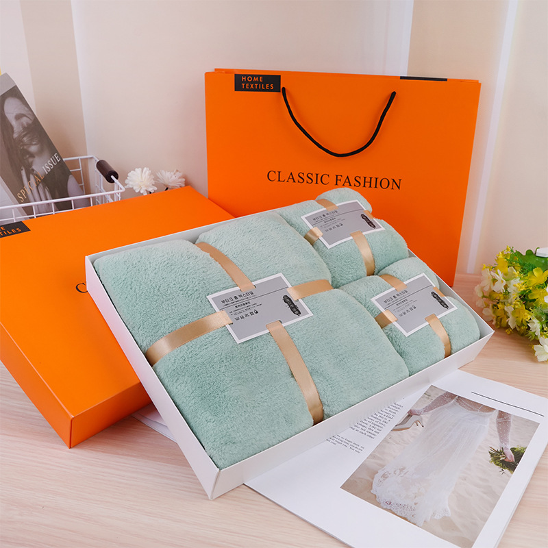 Подарочный набор полотенец оранжевого цвета, коралловый велюровый набор для ванной, свадебный сувенир, корпоративный подарок, изысканная подарочная коробка