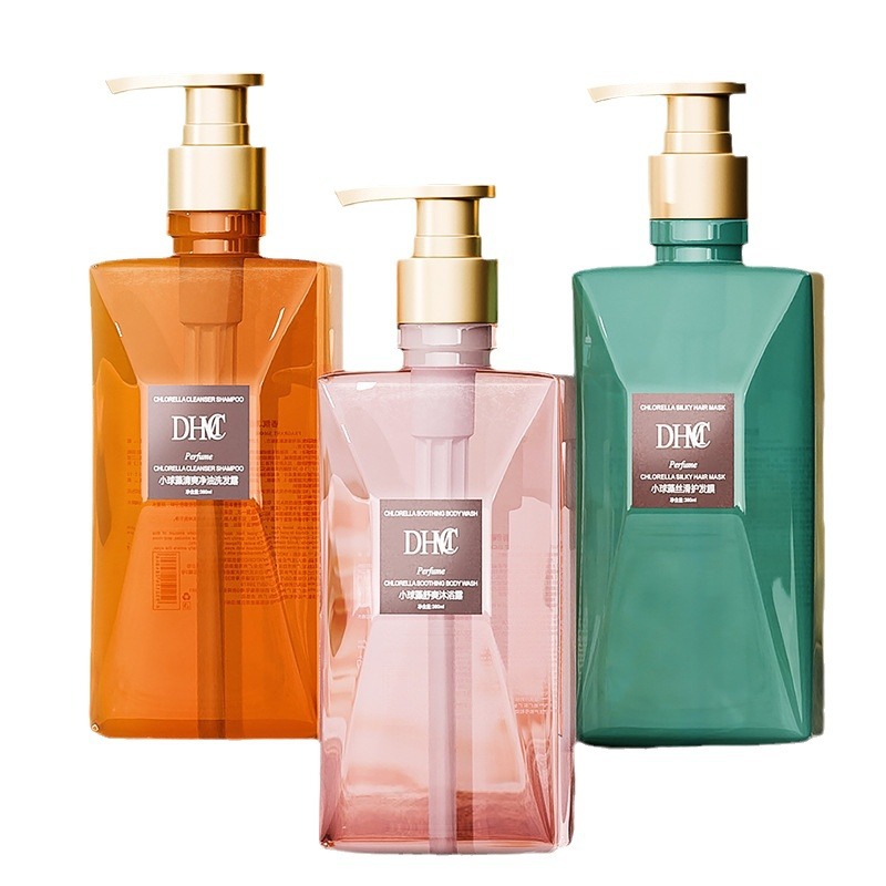 DHMC Chlorella net cool control oil lasting fragrance wash and protect three-piece set men's and women's soft fluffy shampoo