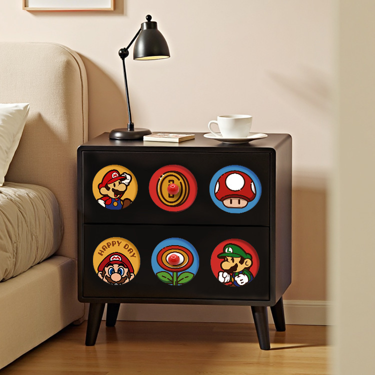 Solid Wood Bedside Table Home Bedroom Mario Bedside Table Creative Design Cartoon Children's Room Bedside Storage Cabinet