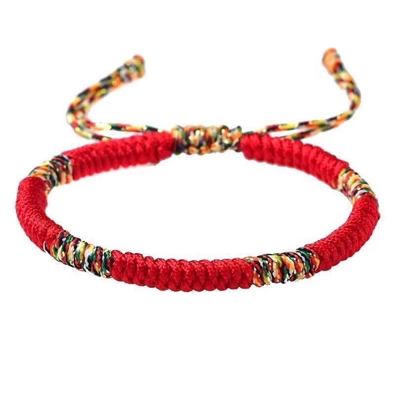 Tiger's Eye Braided Bracelet, Red String Bracelet for Women, Xizang-Style Multicolored Adjustable String, Trendy Chinese Style Couple's Red String Bracelet