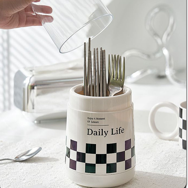 Chopstick Barrel Home Creative Ins Drain Chopstick Cage Kitchen Tableware Storage Rack with Lid Chopstick Basket Storage Chopstick Barrel