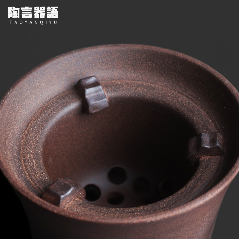 Vintage Coarse Pottery Old Rock Charcoal Stove Chinese Tea Ceremony Stove Charcoal Traditional Charcoal Water Boiling Tea Maker Single Stove