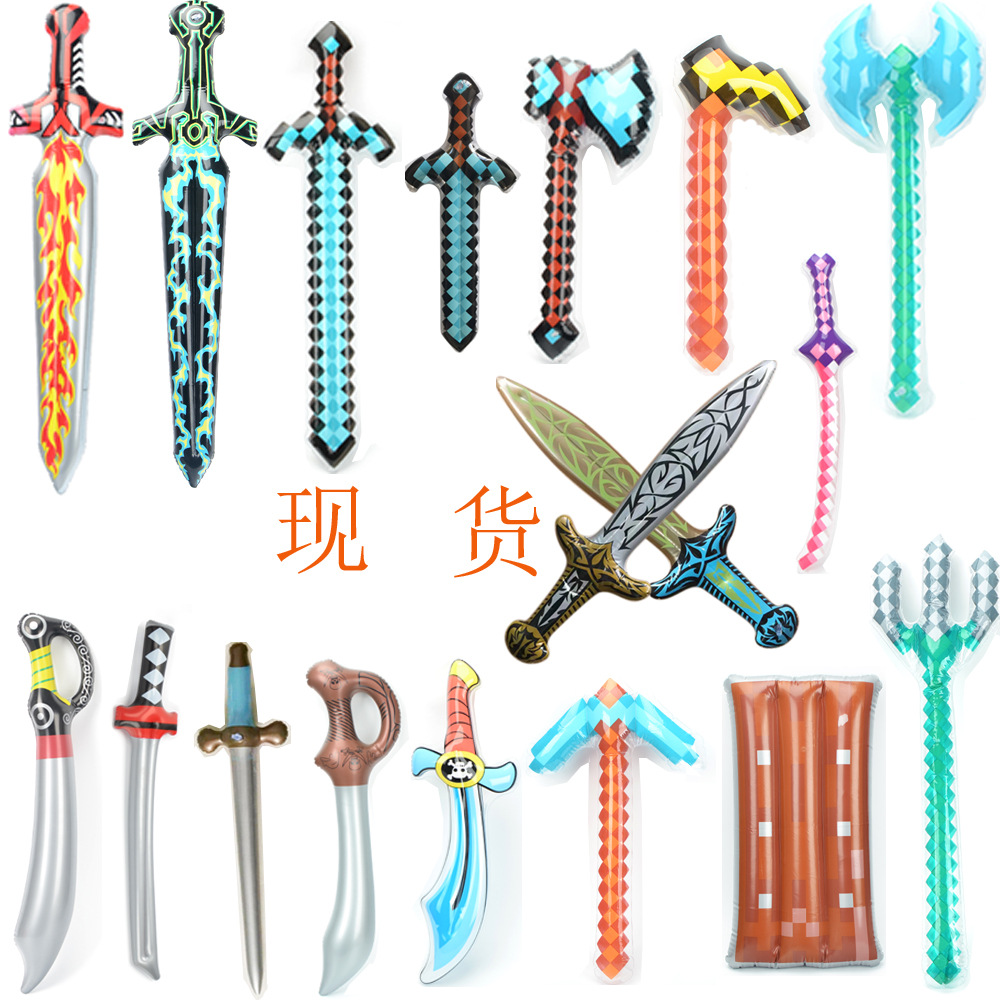 Кросс-бордный надувной меч Пиксельный надувной нож Мозаичный меч для детей Хэллоуин игрушечный палка молот топор