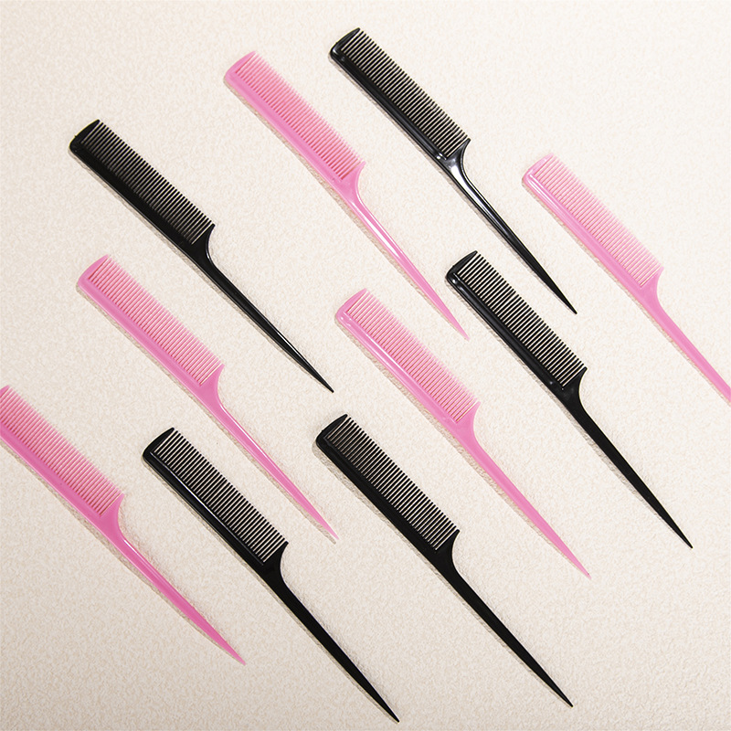 Color Long Tail Hairdressing Hair Comb Pointed Tail Comb Candy Color Plastic Makeup Comb Flat Head Comb Makeup Tools