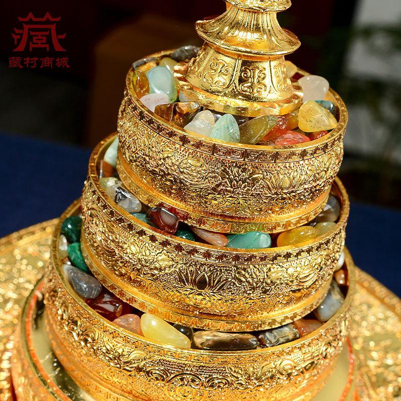 Buddha Yuan Hui Copper Manzha Plate Hand-carved Buddha Hall Seven Treasures Manzha Plate Indoor Study Desktop Ornaments