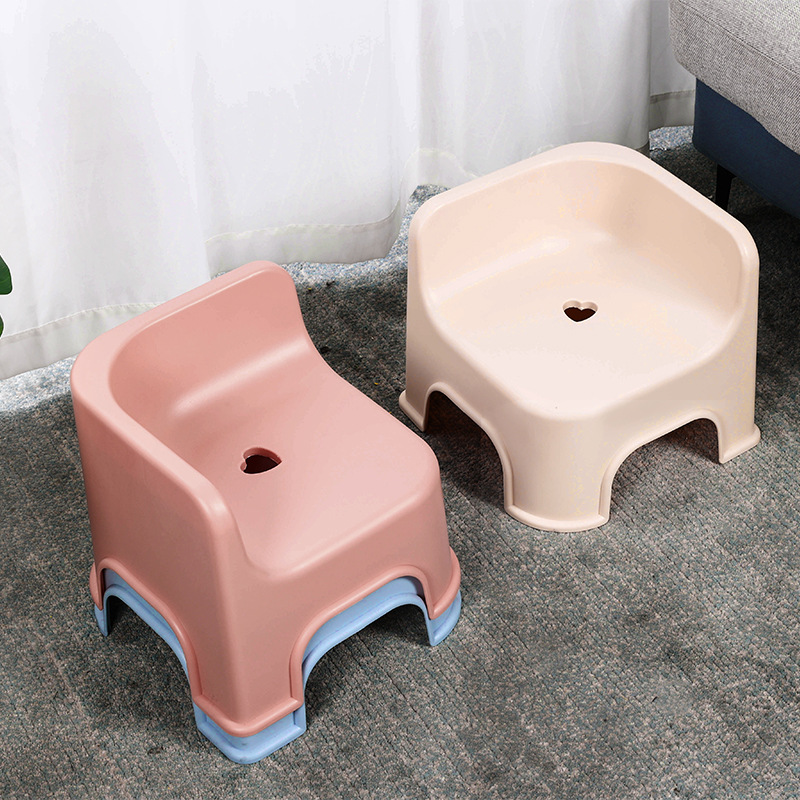 New Style Children's Plastic Stool with Backrest for Home Bathroom, Bathing, Learning, Non-Slip Baby Children's Low Stool