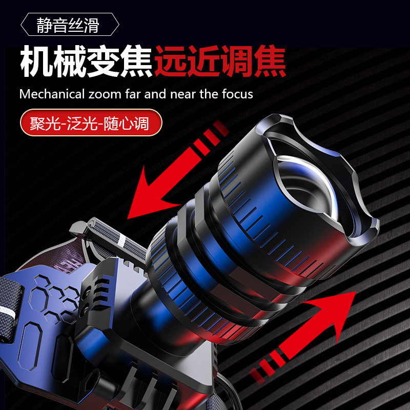 Factory wholesale head-mounted Type-c rechargeable outdoor fishing sensor light highlight P50 zoom led strong light headlight