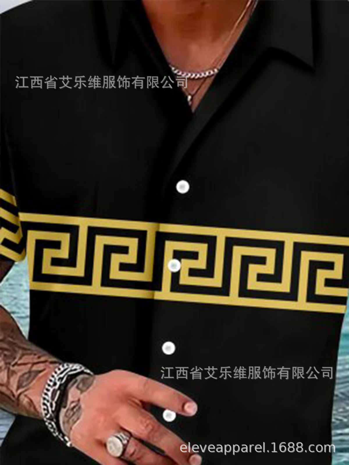 Men's 3D Digital Printed Short-Sleeved Stand-Up Collar Shirts, Customized with Images, Samples, and Sizes, Direct Sales from Cross-Border E-Commerce Manufacturers