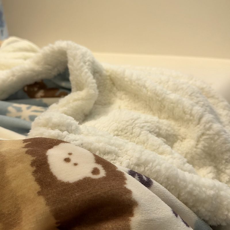 Thickened Autumn and Winter Warm Bear Lamb Velvet Single and Double Casual Blankets, Velvet Blankets, Home Blankets, Milk Velvet Blankets