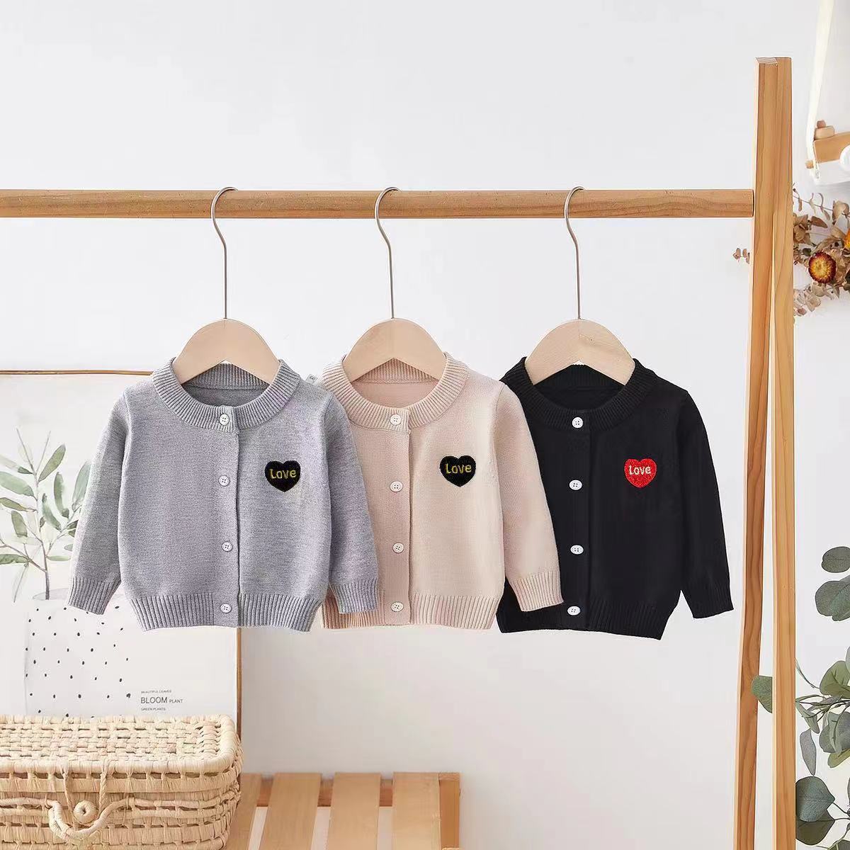 Свитер для детей Live Supply 2025, весенний, круглый вырез, однотонный, кардиган из хлопка для девочек