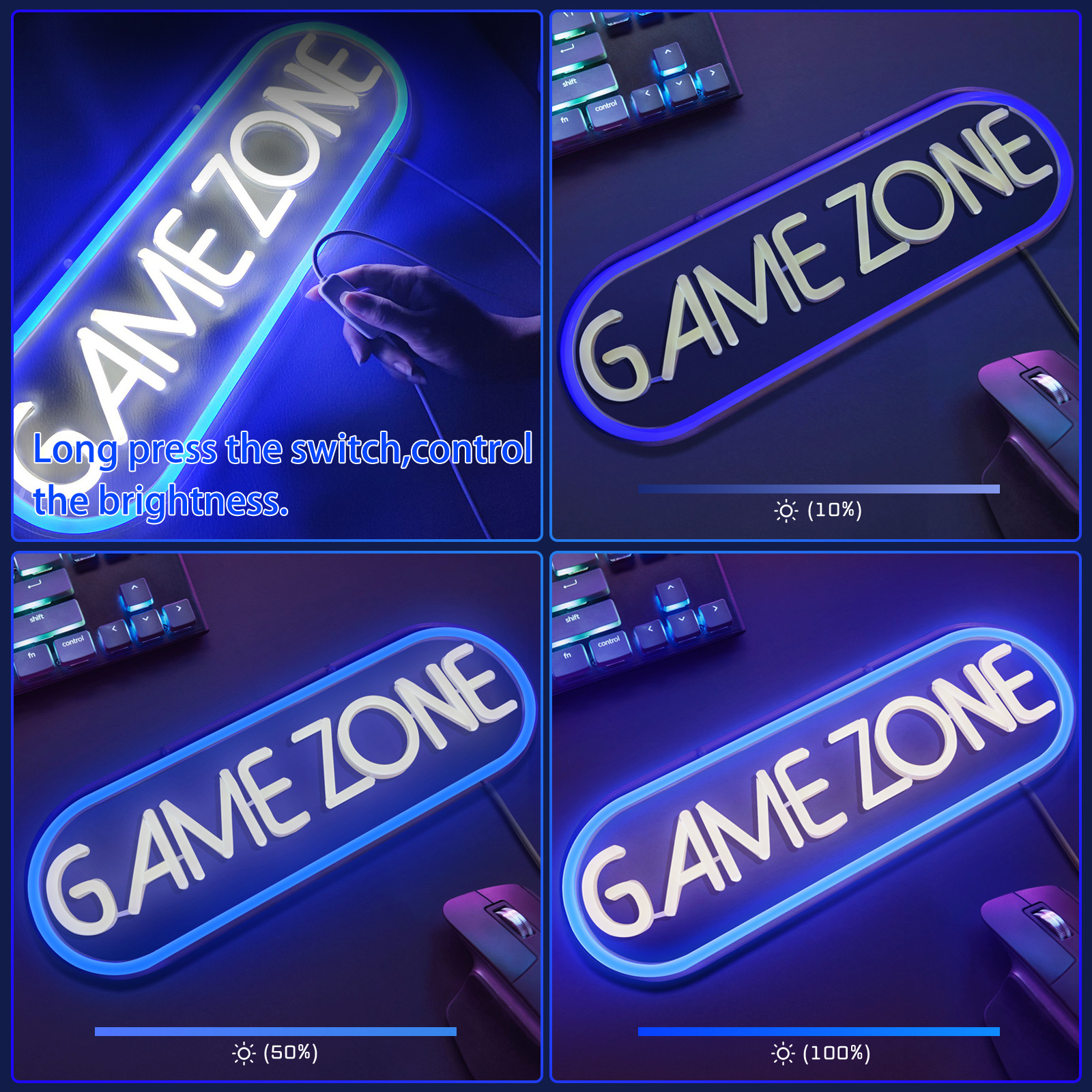 Amazon Cross-Border Neon Game Console Handle Back Panel Led Creative Logo Mushroom Atmosphere Decorative Light Manufacturer