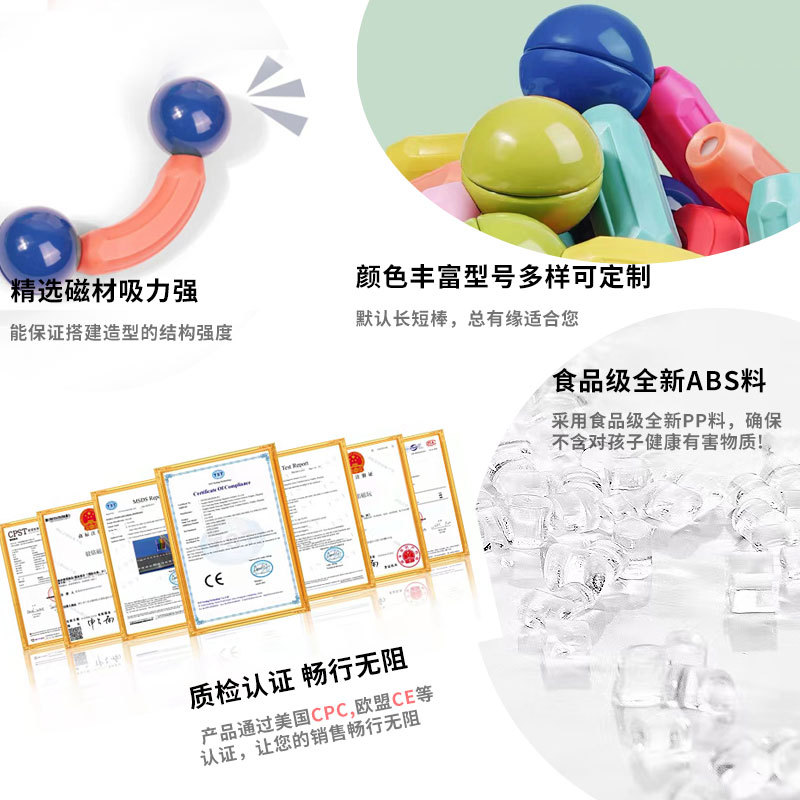 Wholesale Magnetic Building Blocks, Large Particle Toys, Children's Stress Relief Magnetic Building Blocks, Magnetic Patches, Versatile Magnetic Rods