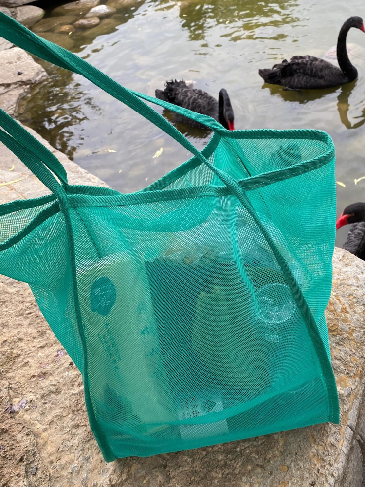 2024 New Ins Style Transparent Mesh Shoulder Bag Fashionable Lightweight Large Capacity All-match Shopping Bag Beach Bag