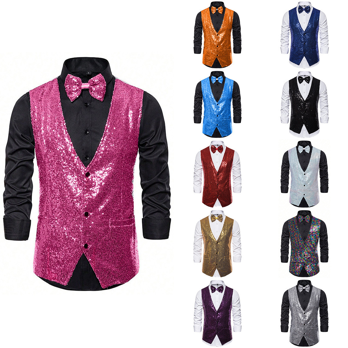 Men's Stage Performance Clothing Small Sequin Vest Photo Studio Photo Host Singer Emcee Vest