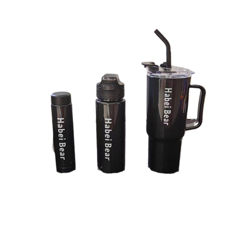 Cross-Border Plastic Three-Piece Set 40oz Car Cup Large Capacity Ice Cup Portable Handle Coffee Cup with Straw