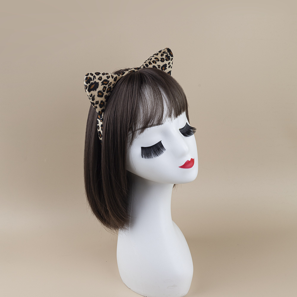 Halloween Cartoon Animal Headwear Leopard Ear Headband Masquerade Performance Headband Character Leopard Print Dress up
