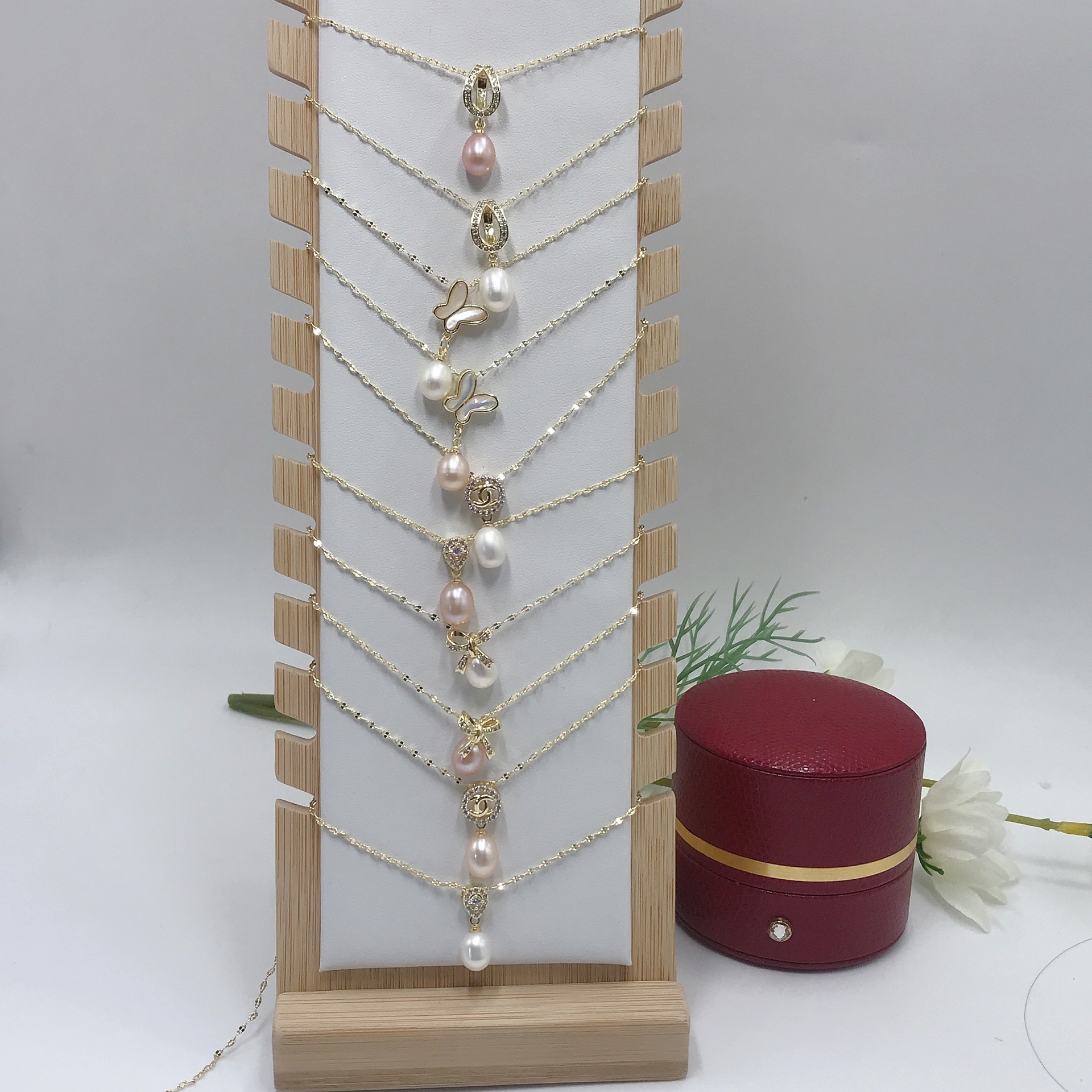 18K Gold-Injected High Color Retention Pearl Necklace Natural Freshwater Pearl Pendant Simple 8-Shaped Zhuji Pearl Pendant