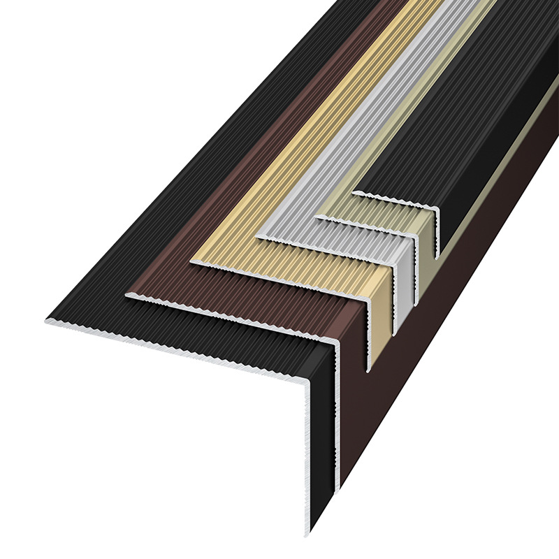 Aluminum Alloy Stair Anti-Slip Strips, L-Shaped Corner Protection Strips, All-Metal Right-Angle Step Anti-Collision Strips