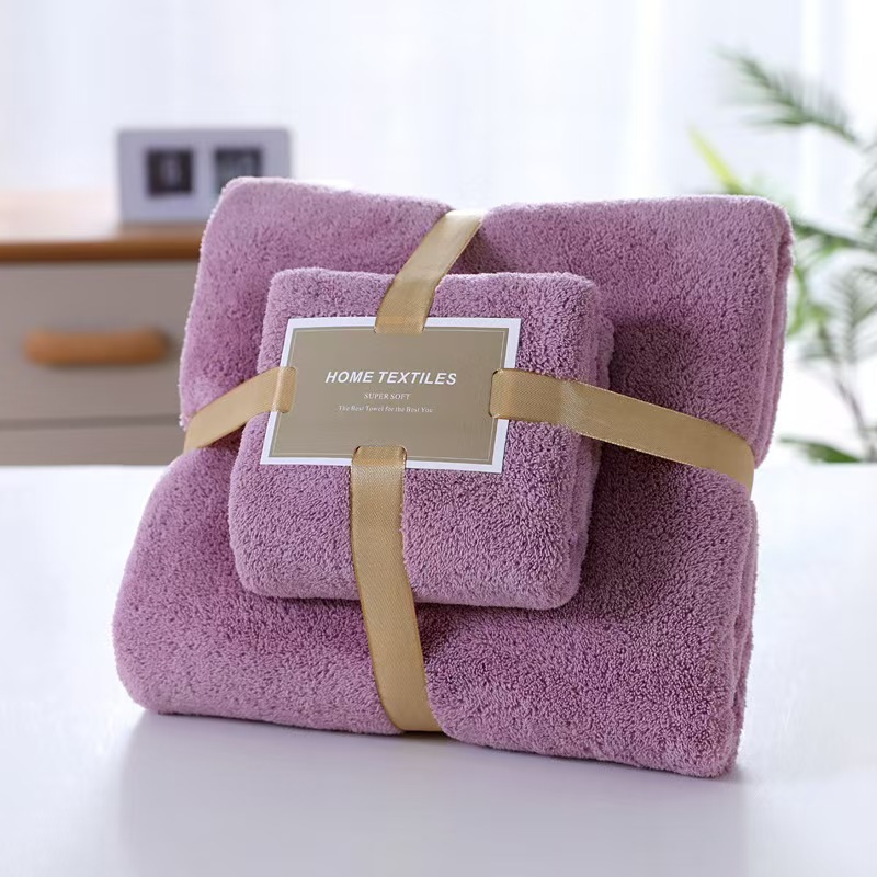 Factory wholesale thick coral fleece towel bath towel suit beach towel soft absorbent LOGO printed