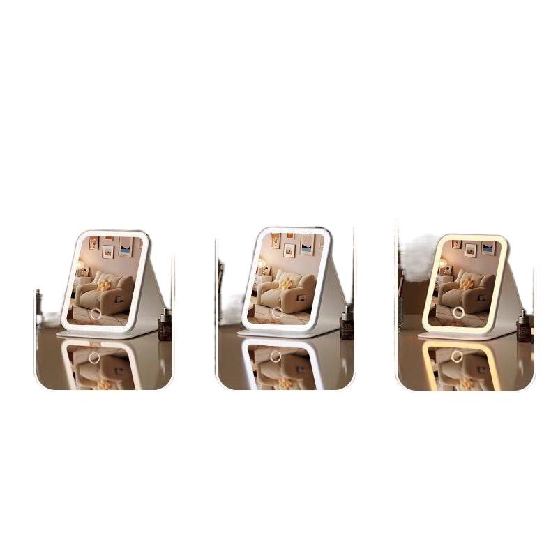 Led Makeup Mirror with Light, Foldable, Dimmable, Portable, Ins Style, Student Dormitory, Sichuan Embroidery, Guangdong Embroidery, Guangdong Embroidery