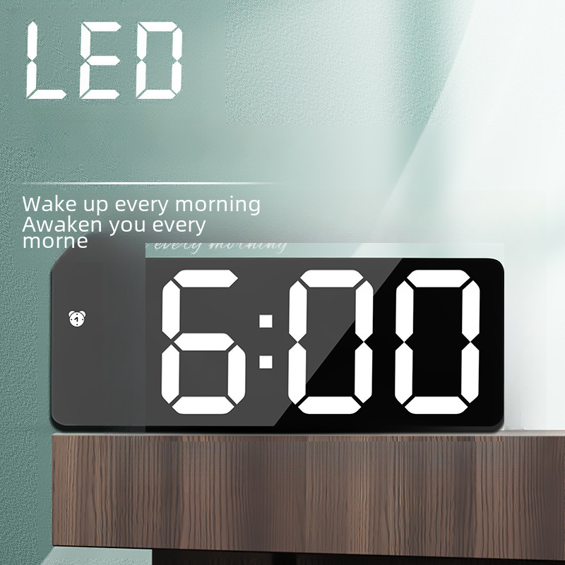 Creative Mirror Alarm Clock Multifunctional Led Clock Cosmetic Mirror Alarm Clock Battery Plug-In Dual-Use Alarm Clock 0711-0712