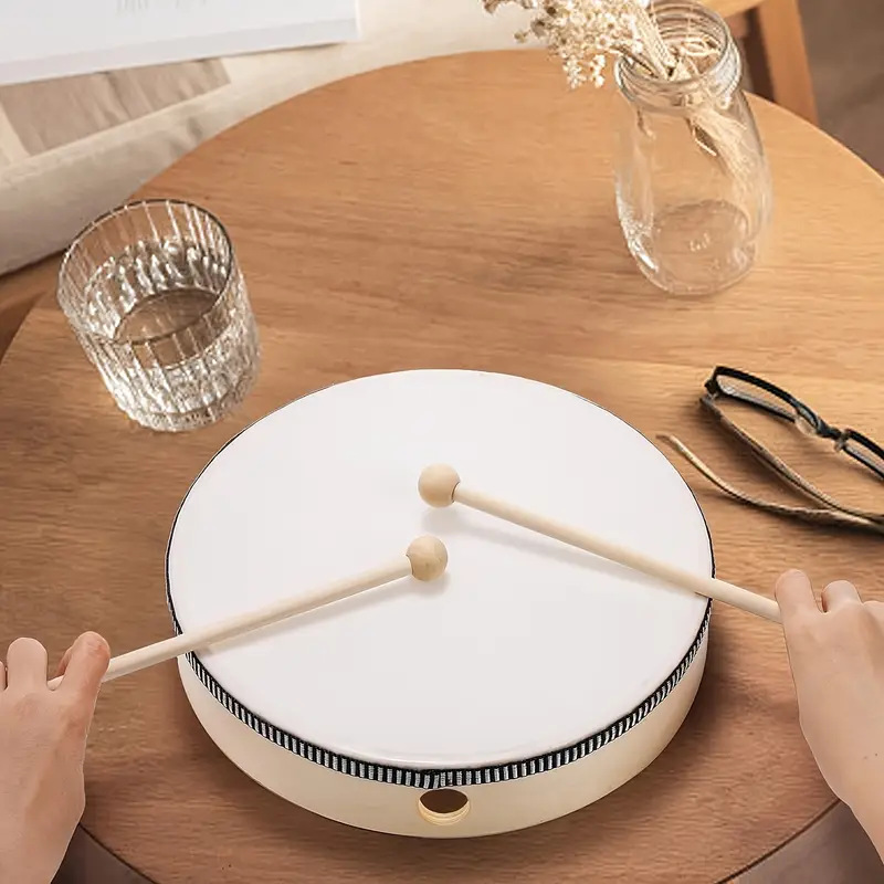 6/8/10 inch tambourine with drumstick orff percussion music teaching aid