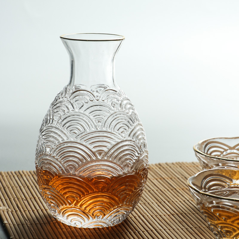 Japanese Creative Sake Jug Set Xiangyun Series Glass Jug White Wine Sake Cup Household Wine Warmer Wine Set