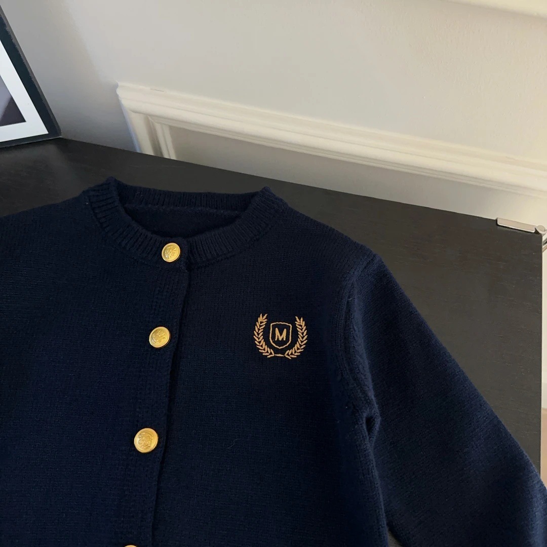 Spring and Autumn Preppy Style Children's Cardigan Boys and Girls Knitted Sweater Jacket Toddler Embroidered Stylish Spring Coat Trendy