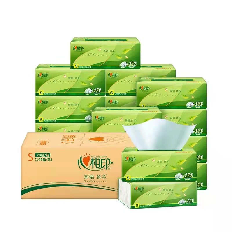 Heart-to-heart printing tea language paper pumping whole box 100 pumping sanitary tissue paper pumping napkin household affordable factory wholesale