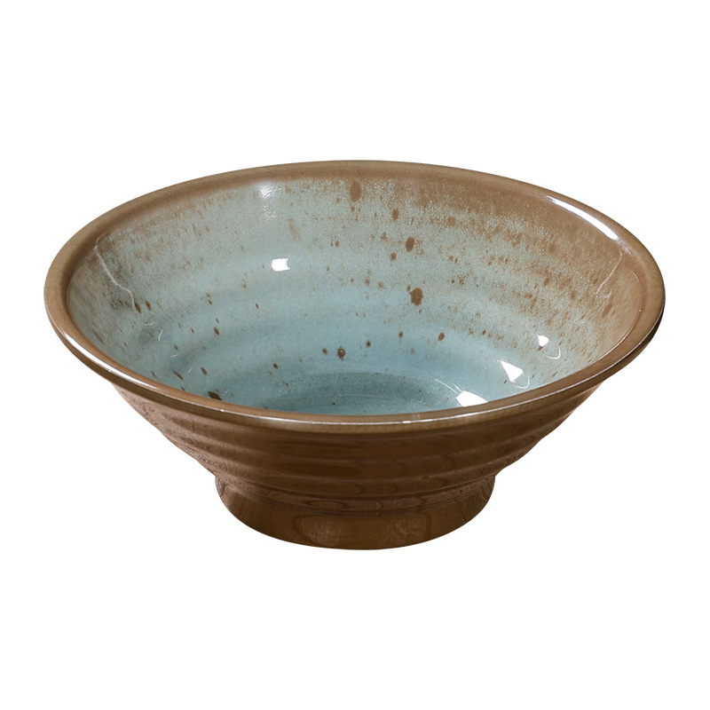 Melamine Tableware New Imitation Porcelain Blue Glaze Dot Table Four-Piece Set Commercial High-End Hotel Restaurant Plates, Dishes, Cups and Spoons