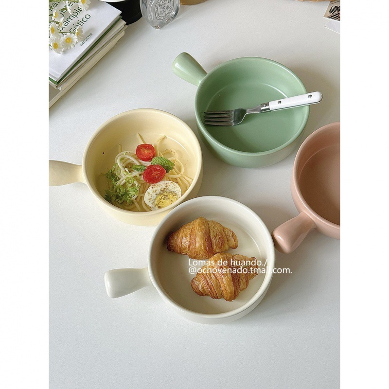 "Macaron Color Baking Bowl" Cute ins Style Ceramic Oven Bowl Fruit Salad Dessert Bowl Ram Bowl Baked Rice