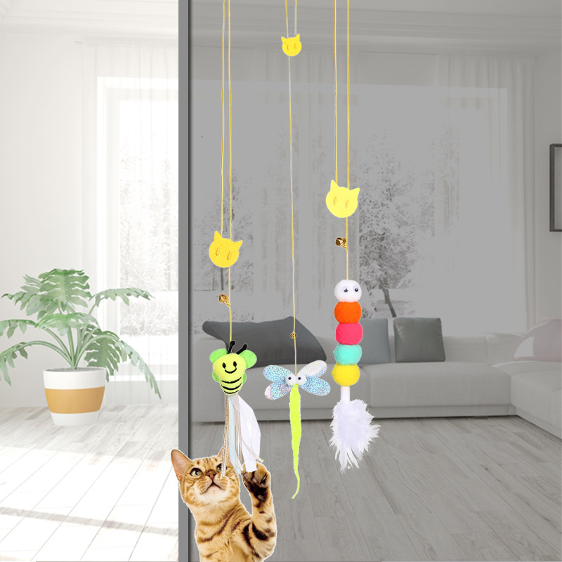 Hanging Cat Toy Bite-Resistant Cat Stick Catnip Cat Self-Pleasure Toy Feather Kitten Toy Pet Supplies