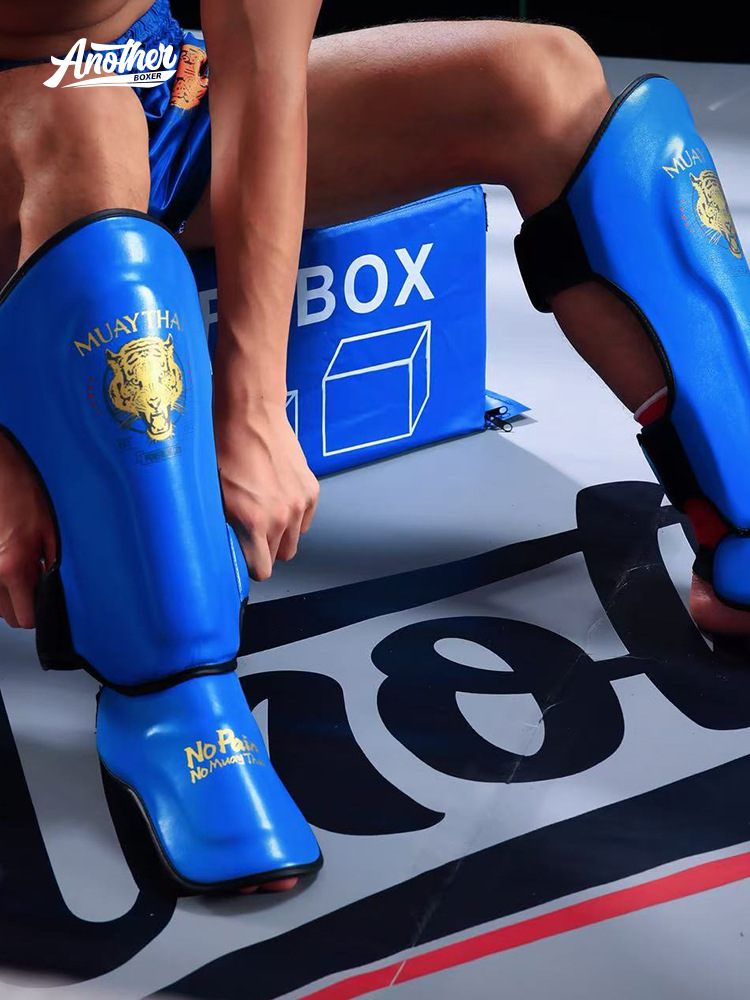 Cross-Border an Boxing Leggings, Sanda Fighting Muay Thai Thickeneded Protection, Instep Shin Guards, Adult and Kidsren's Protective Gear Pu