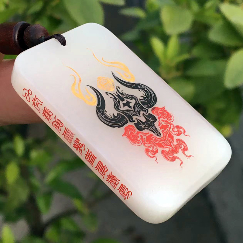 Shake Sound Explosions Zodiac Qinghai Material Hotan Baibai Gate Wufu Linmen Body Protection Pendant Imitation Natural Jade