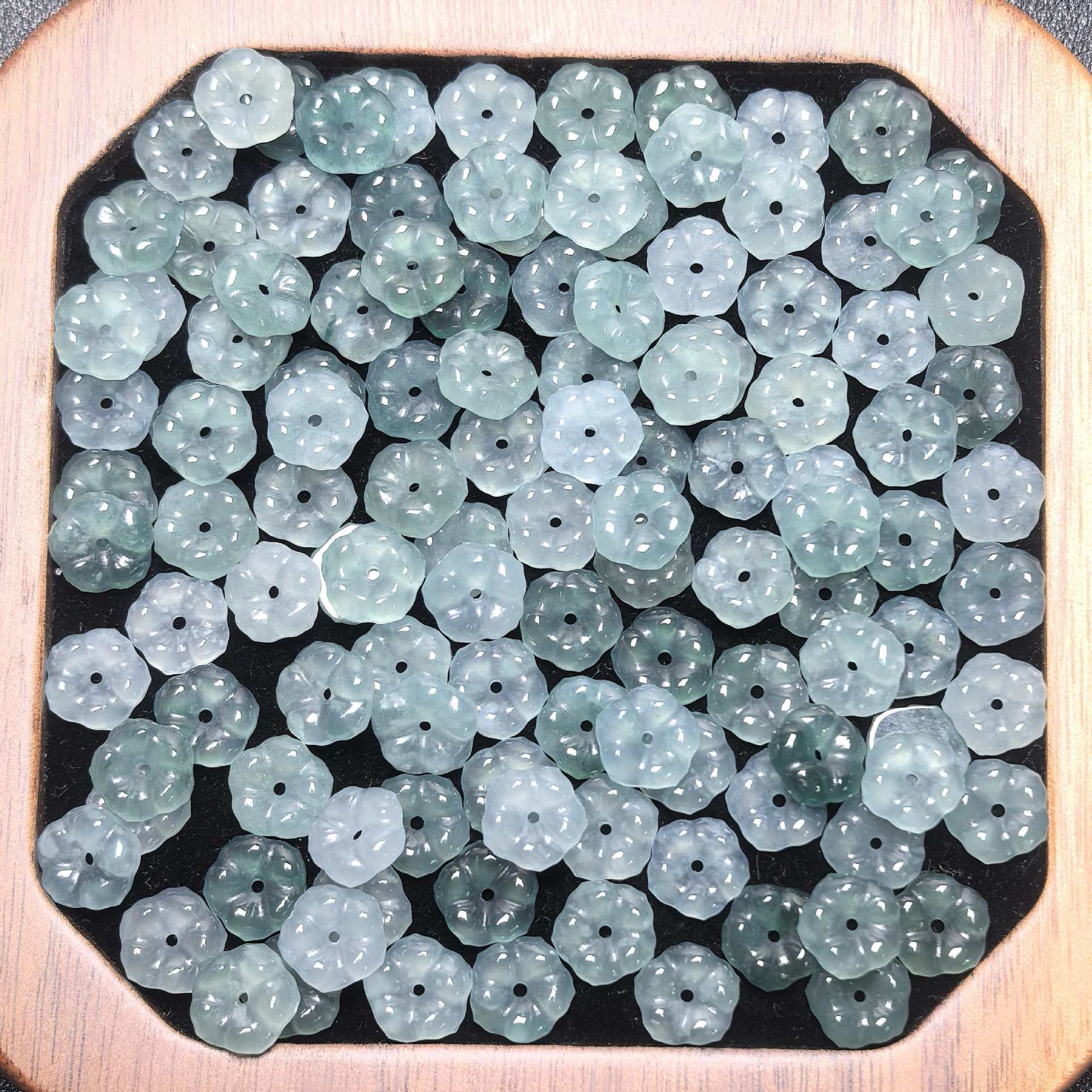 Jadeite Ice Flower Clasp 8mm'Rich Flower Jade Di'Y Bracelet Necklace Earring Accessories Perforated Style