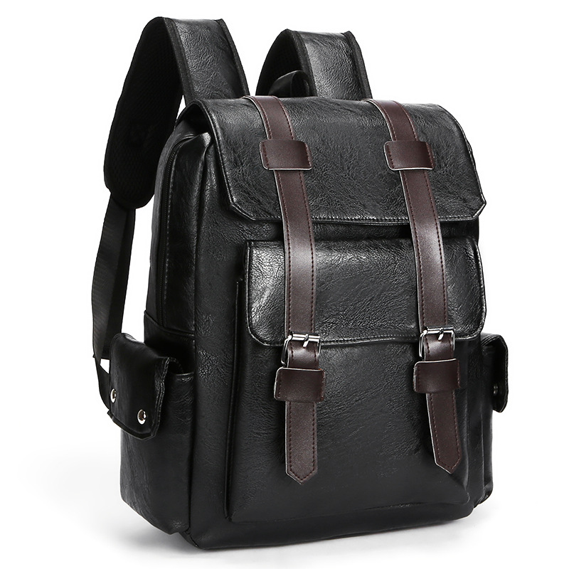Cross-Border Large-Capacity Soft Pu Leather Backpack, Casual Business Computer Bag, Student Bag, Travel Backpack