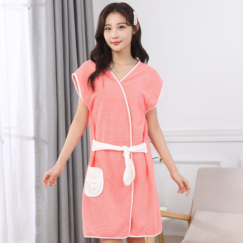 Pineapple Plaid Sleeveless Strappy Bathrobe, Summer Wearable Bath Skirt, Soft Fluffy Bath Towel, Home Leisure Strappy Bathrobe