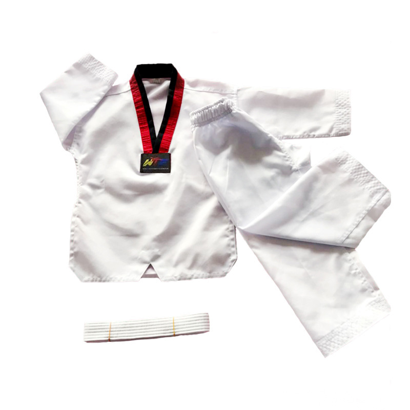 Taekwondo Uniforms for Children Manufacturers, Adult Pure Polyester Training Clothing, Men's and Women's Long-Sleeved Short-Sleeved Taekwondo Uniforms in Stock