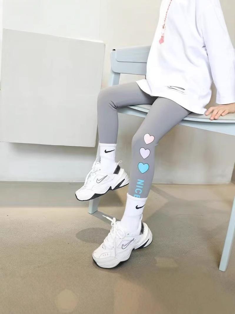 Girls Shark Pants 2024 New Spring and Autumn Love Leggings Children's Pants Baby Girls Barbie Pants Autumn Thin