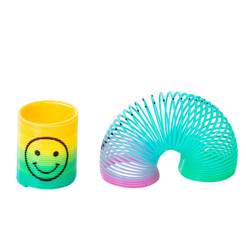 Children's Colorful Spring Ring Mini Smiling Face Rainbow Circle Colorful Circle Elastic Circle Street Stall Prize Kindergarten Gift Play