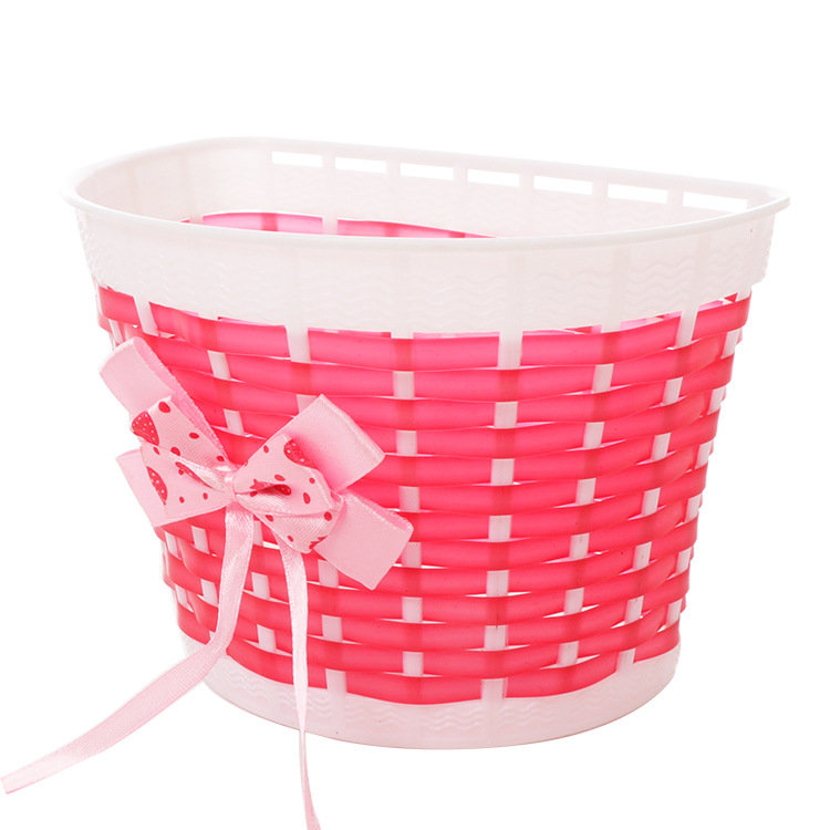 in stock supply children's scooter basket small size children's bicycle handmade plastic woven basket stroller basket