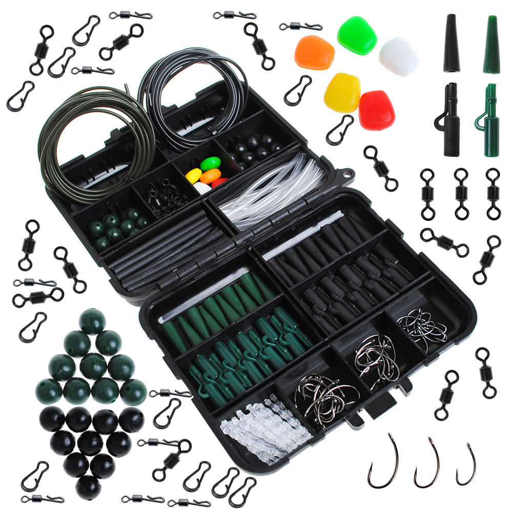 314-Piece Fishing Tackle Accessory Set Boxed Carp Fishing Tackle Shrink Tubing Corn Pellets Fish Hooks Figure-Eight Rings Combination